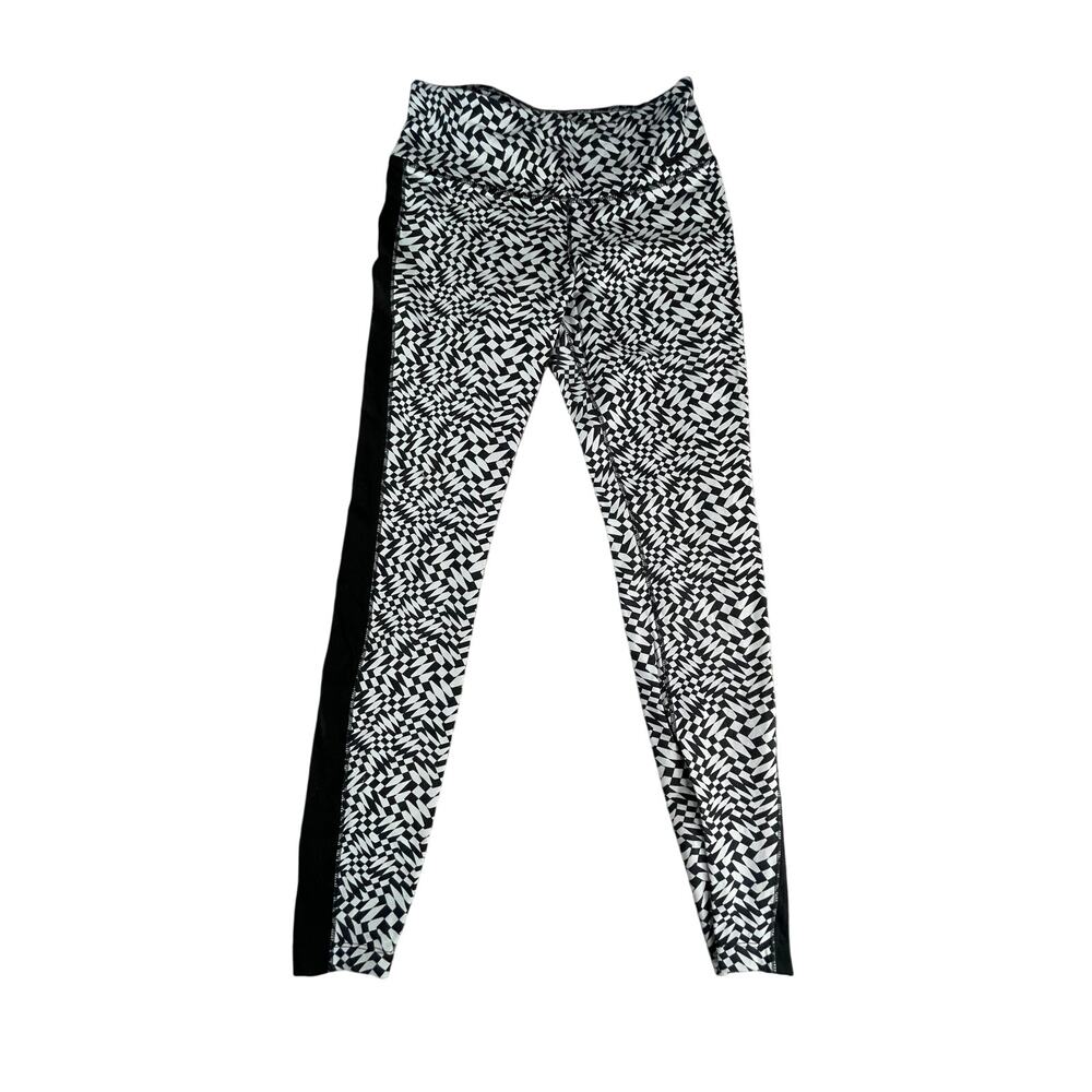 Nike Leggings Womens Medium Black Geometric Pattern Running Stretch Dri Fit